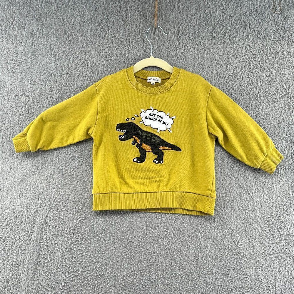Shoo la Rue Kids 4T Crew Sweatshirt Dinosaur Mustard Yellow